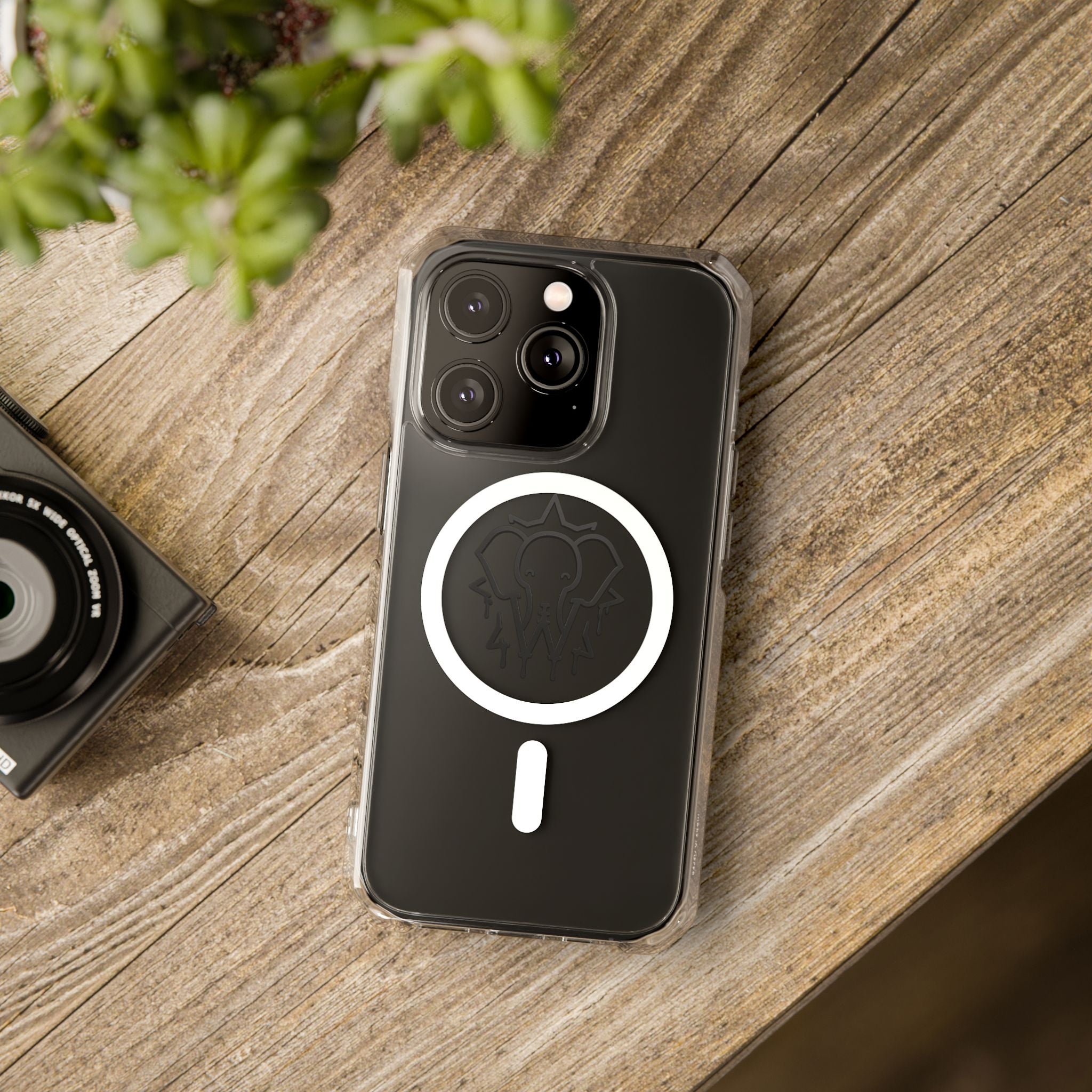Clear Magnetic Phone Case — Black Elephant Wesalinki Ring Grip