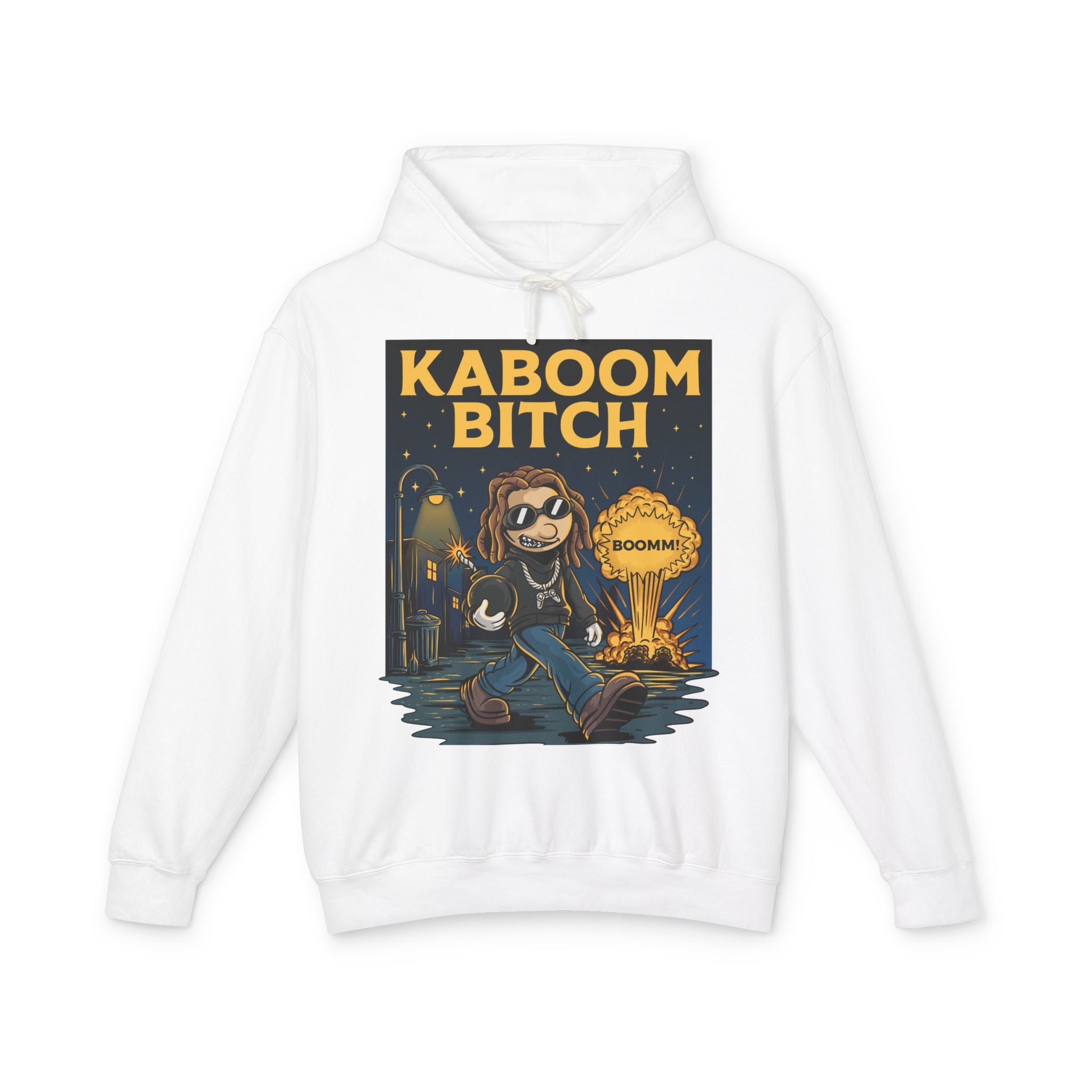 Unisex Kaboom Bitch Hoodie — Retro Cartoon Explosion Graphic Hoodie