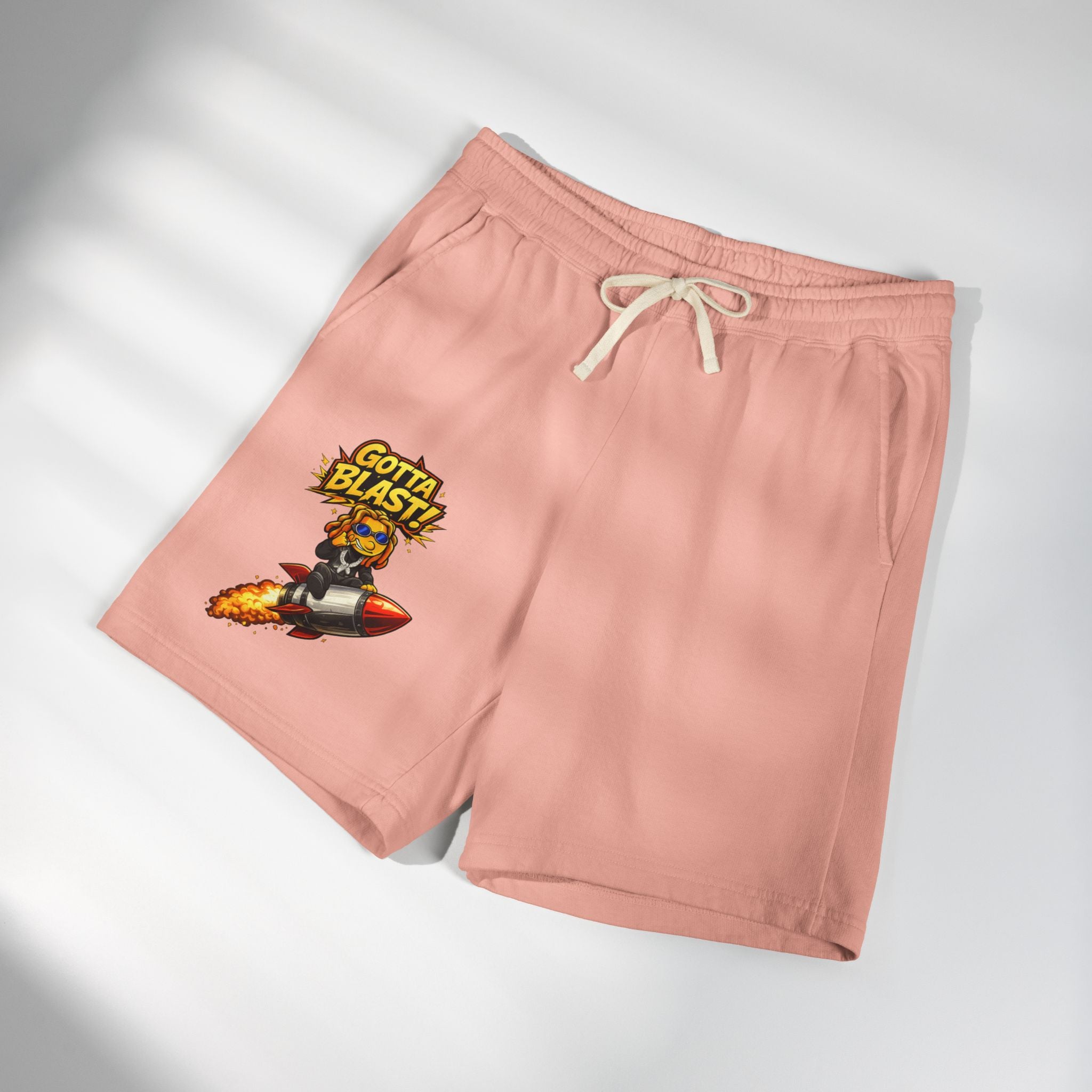 Gotta Blast Sweat Shorts — 'Gotta Blast!' Rocket Character Fleece Lounge Shorts