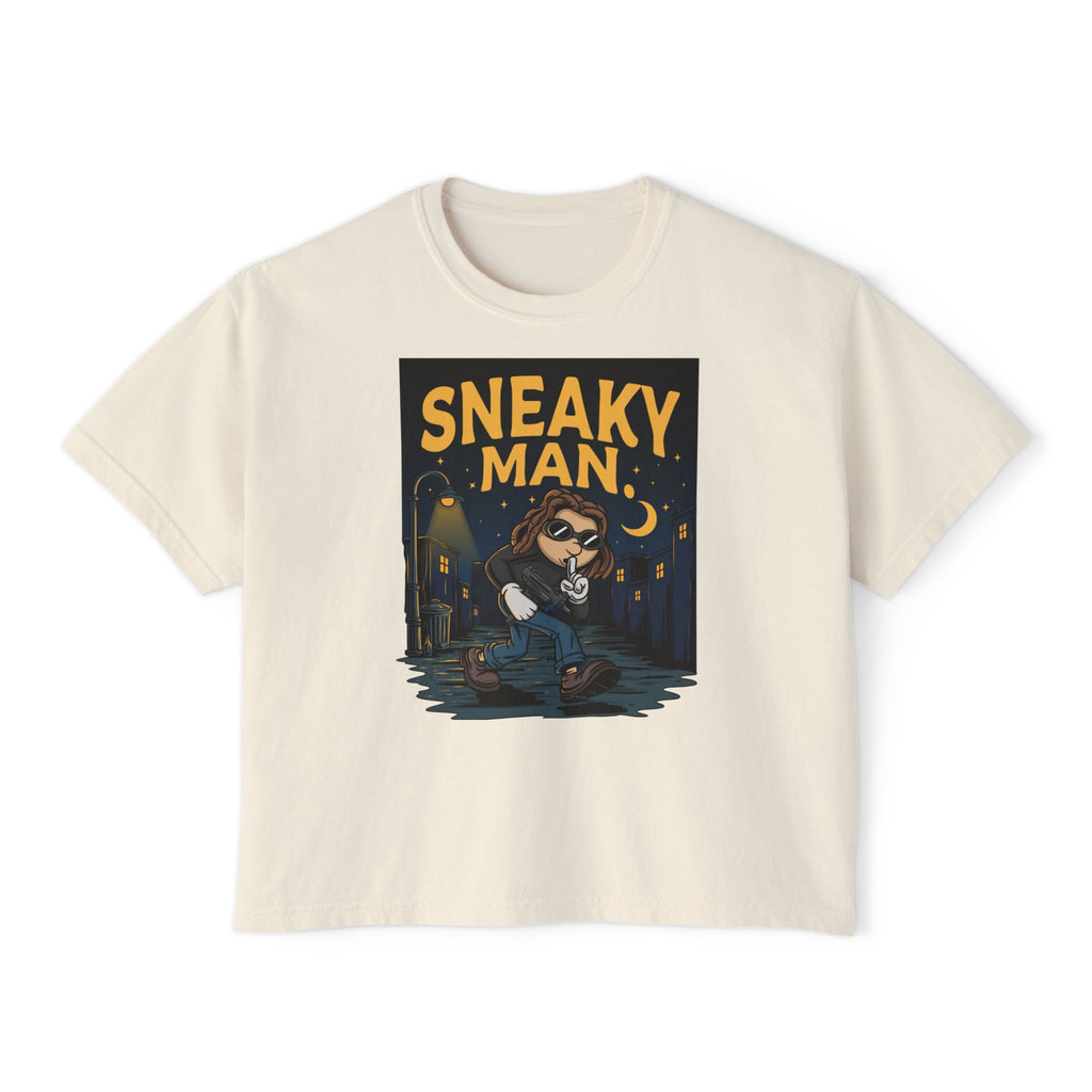 WesaLady Sneaky Man Graphic Tee — Women's Boxy T‑Shirt