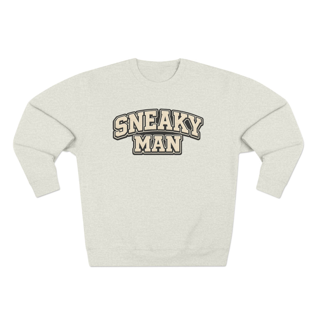 Sneaky Man Crewneck Sweatshirt — Retro Collegiate Graphic Pullover