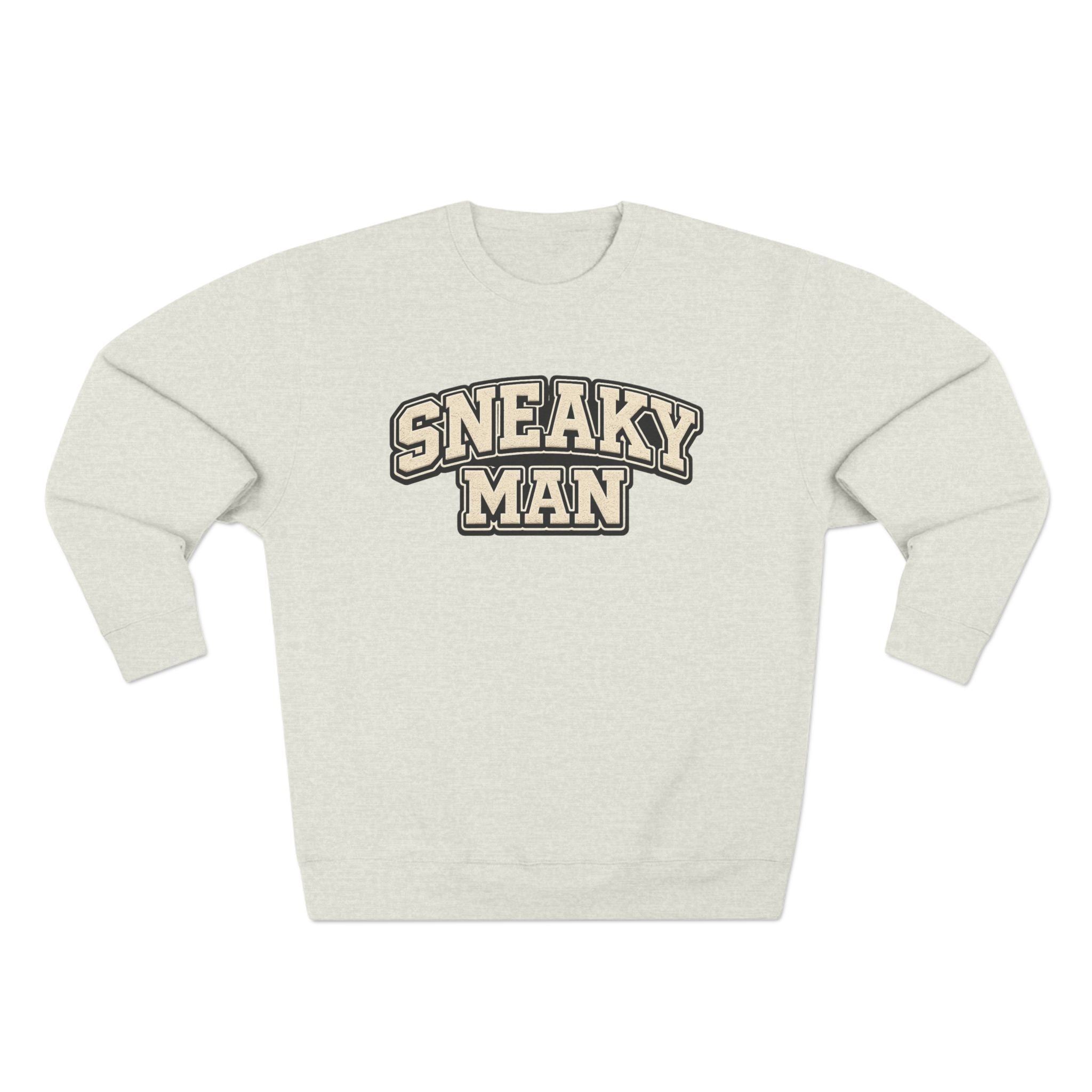 Sneaky Man Crewneck Sweatshirt — Retro Collegiate Graphic Pullover