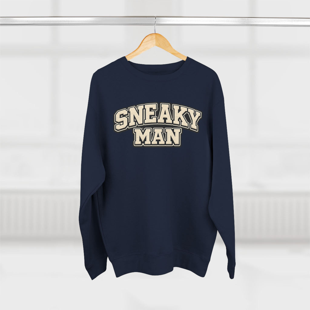 Sneaky Man Crewneck Sweatshirt — Retro Collegiate Graphic Pullover