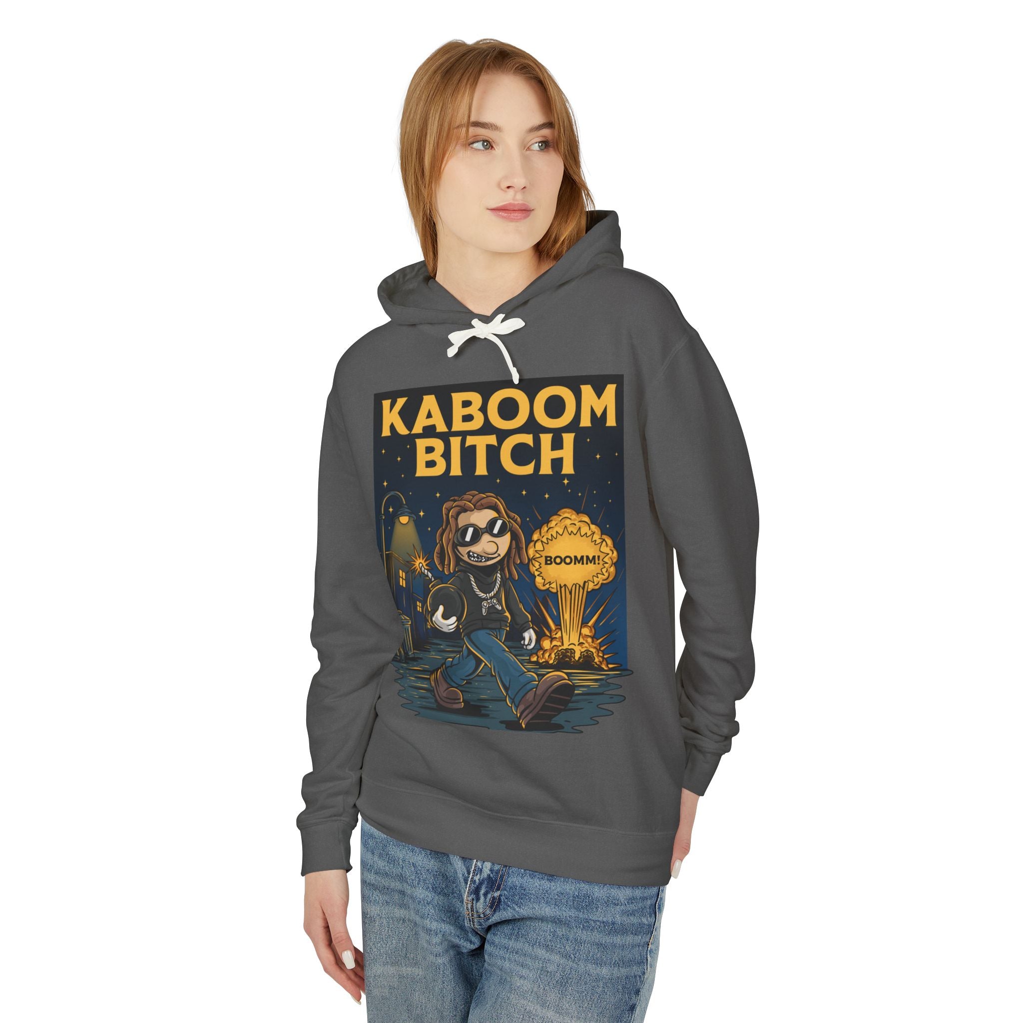 Unisex Kaboom Bitch Hoodie — Retro Cartoon Explosion Graphic Hoodie
