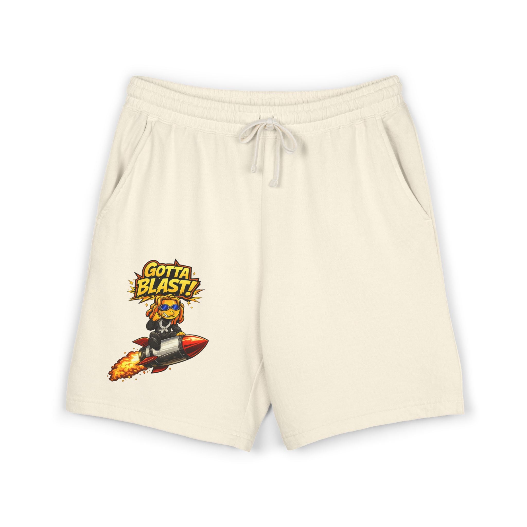 Gotta Blast Sweat Shorts — 'Gotta Blast!' Rocket Character Fleece Lounge Shorts