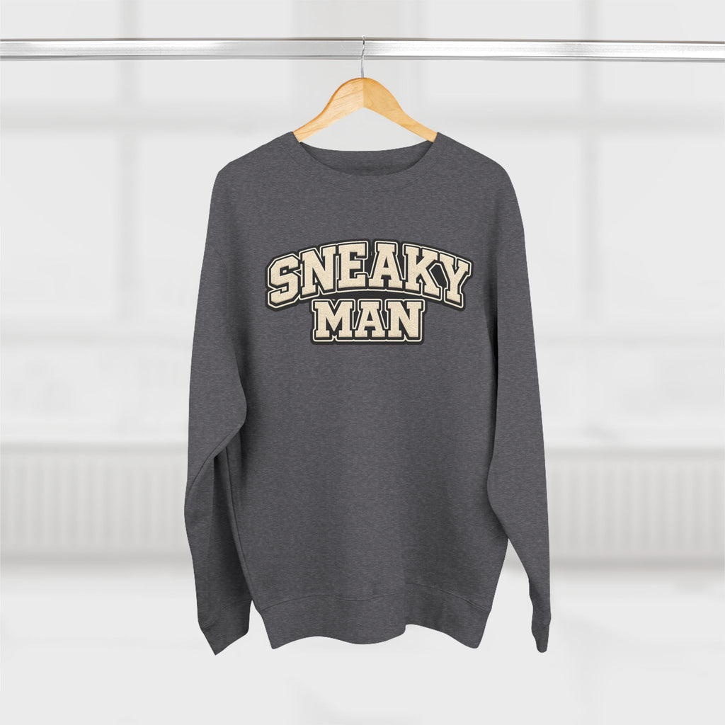 Sneaky Man Crewneck Sweatshirt — Retro Collegiate Graphic Pullover