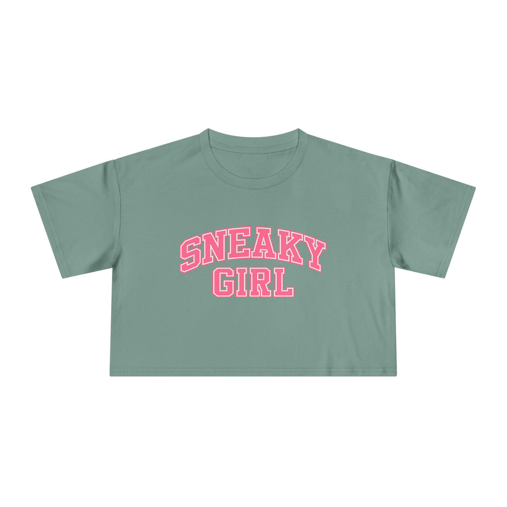 Sneaky Girl Pink Retro Crop Tee