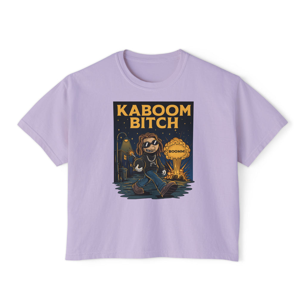 WesaLady Kaboom Bitch Graphic Tee — Women's Boxy Crop Top