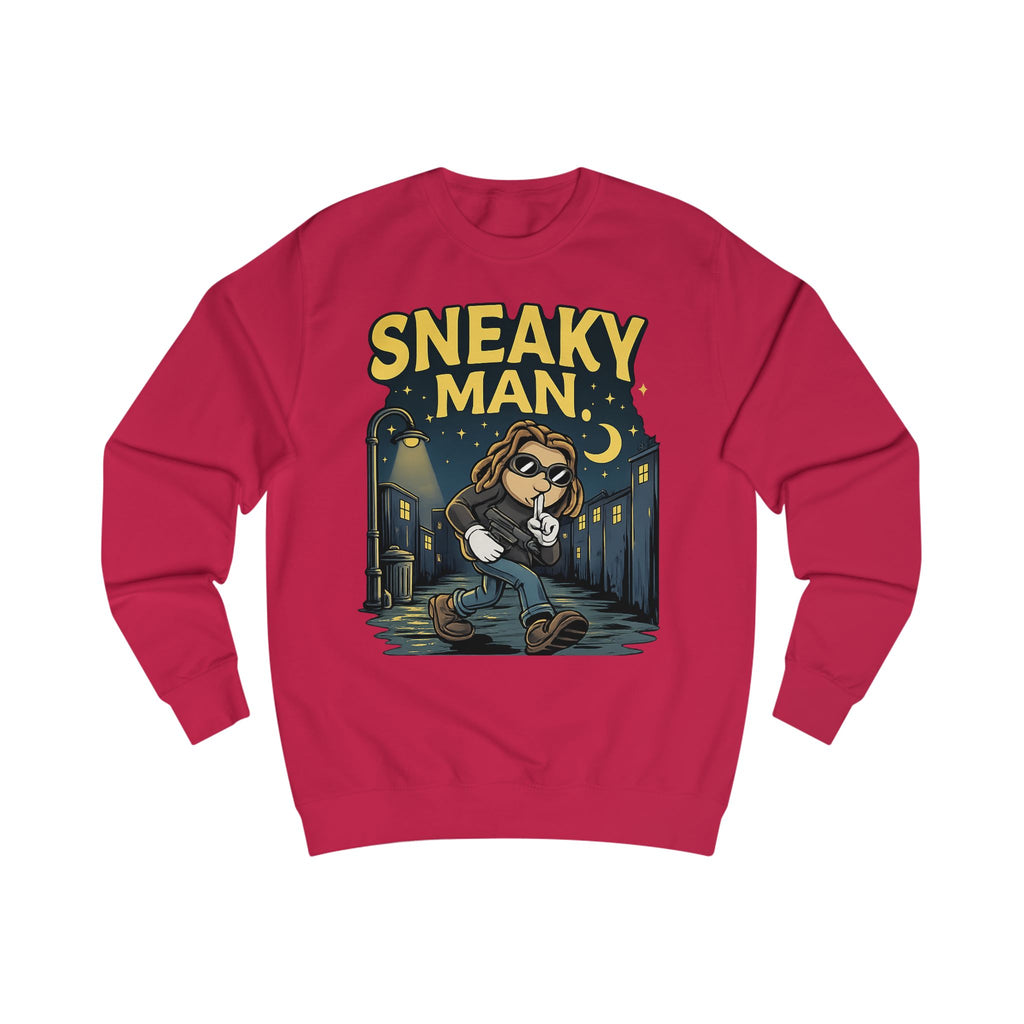 Sneaky Man Sweatshirt — Funny Nighttime Thief Cartoon Crewneck