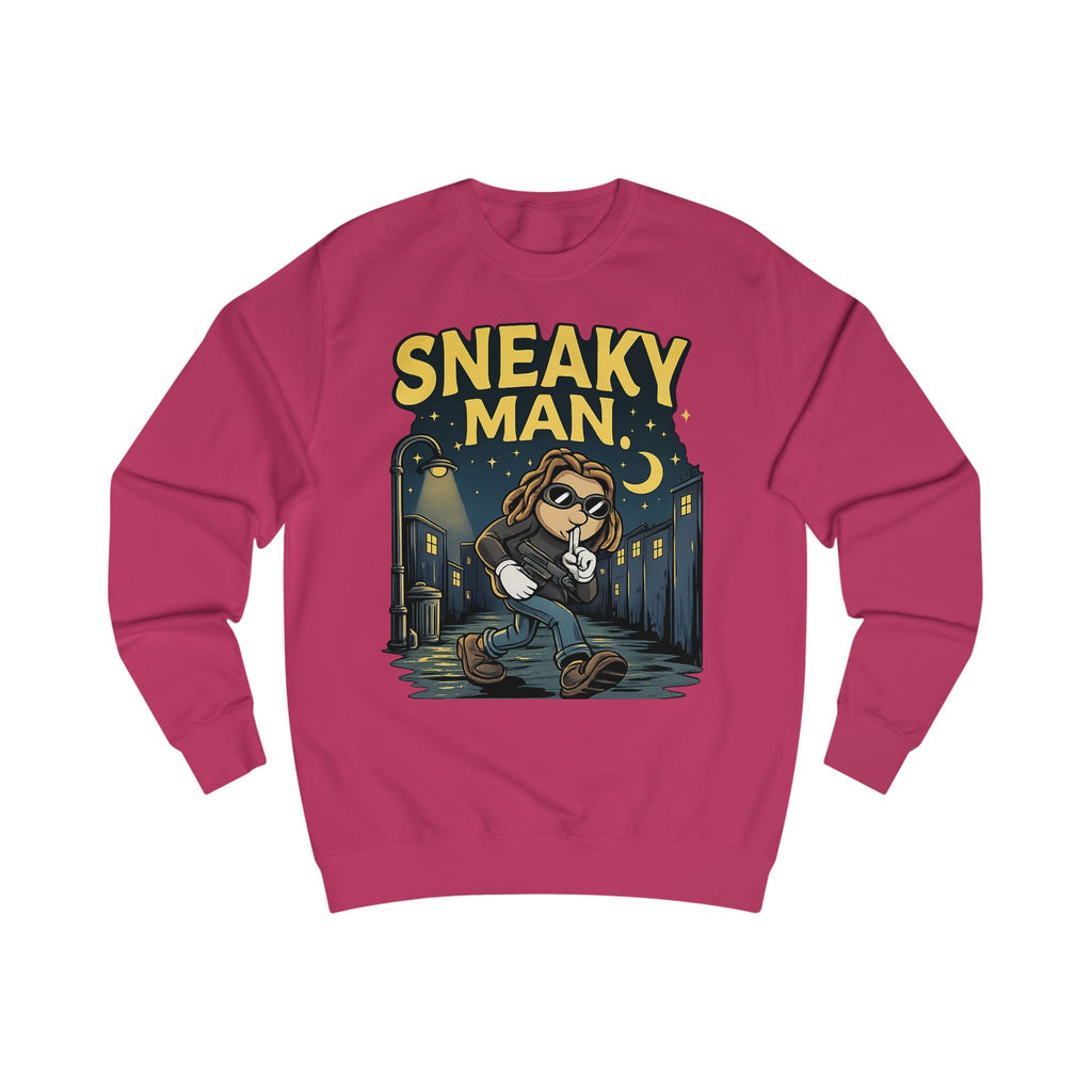 Sneaky Man Sweatshirt — Funny Nighttime Thief Cartoon Crewneck