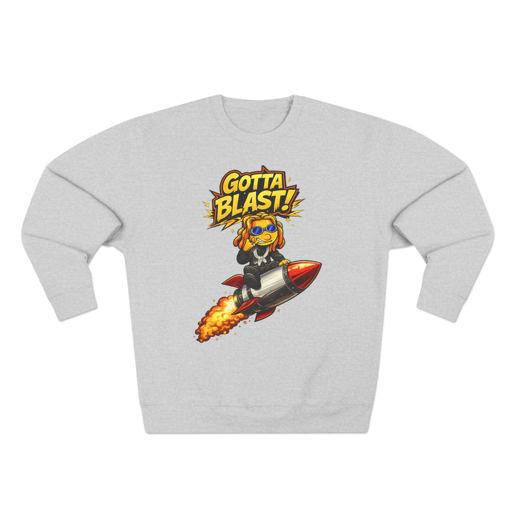 Gotta Blast Crewneck Sweatshirt — "Gotta Blast!" Retro Rocket Graphic
