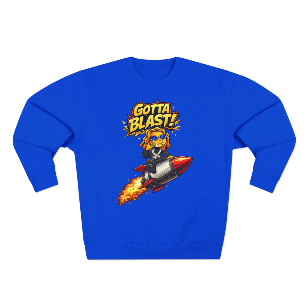 Gotta Blast Crewneck Sweatshirt — "Gotta Blast!" Retro Rocket Graphic