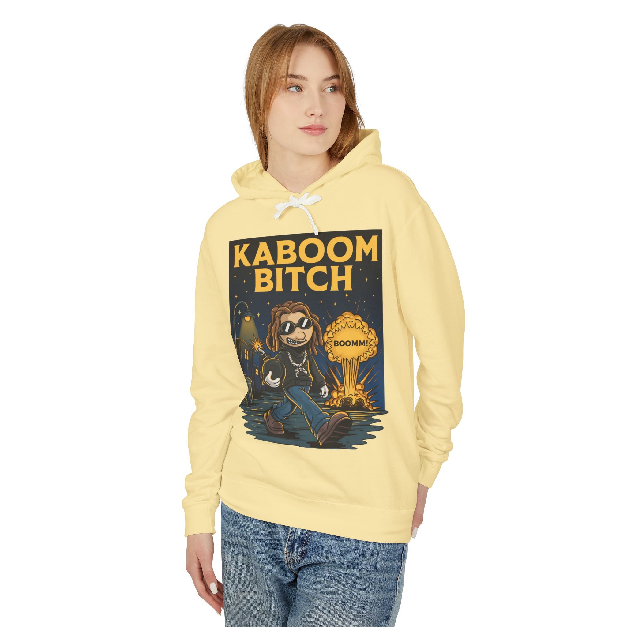 Unisex Kaboom Bitch Hoodie — Retro Cartoon Explosion Graphic Hoodie