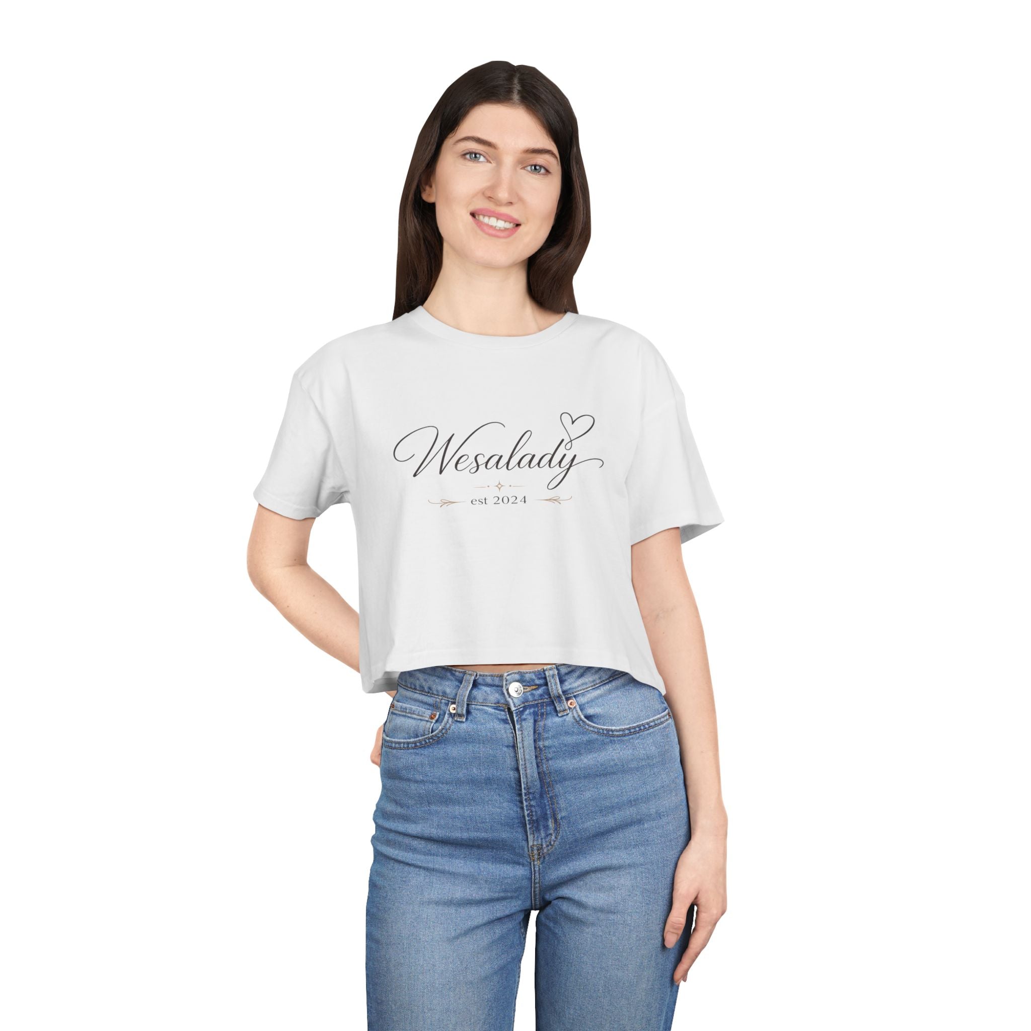 Crop Tee — "Wesalady est. 2024" Feminine Script Crop Top