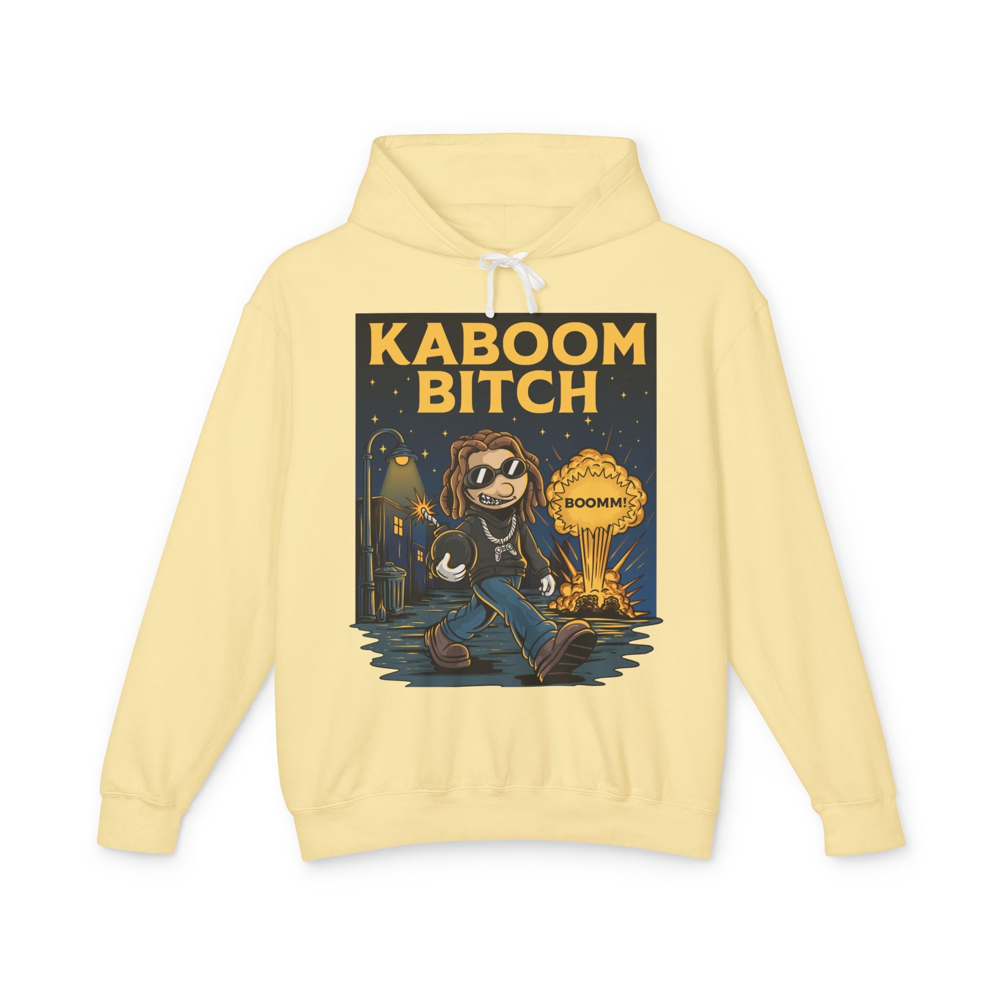Unisex Kaboom Bitch Hoodie — Retro Cartoon Explosion Graphic Hoodie