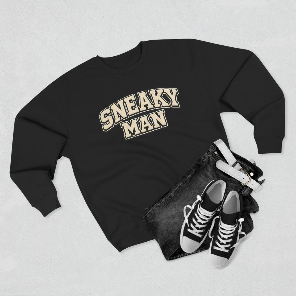 Sneaky Man Crewneck Sweatshirt — Retro Collegiate Graphic Pullover
