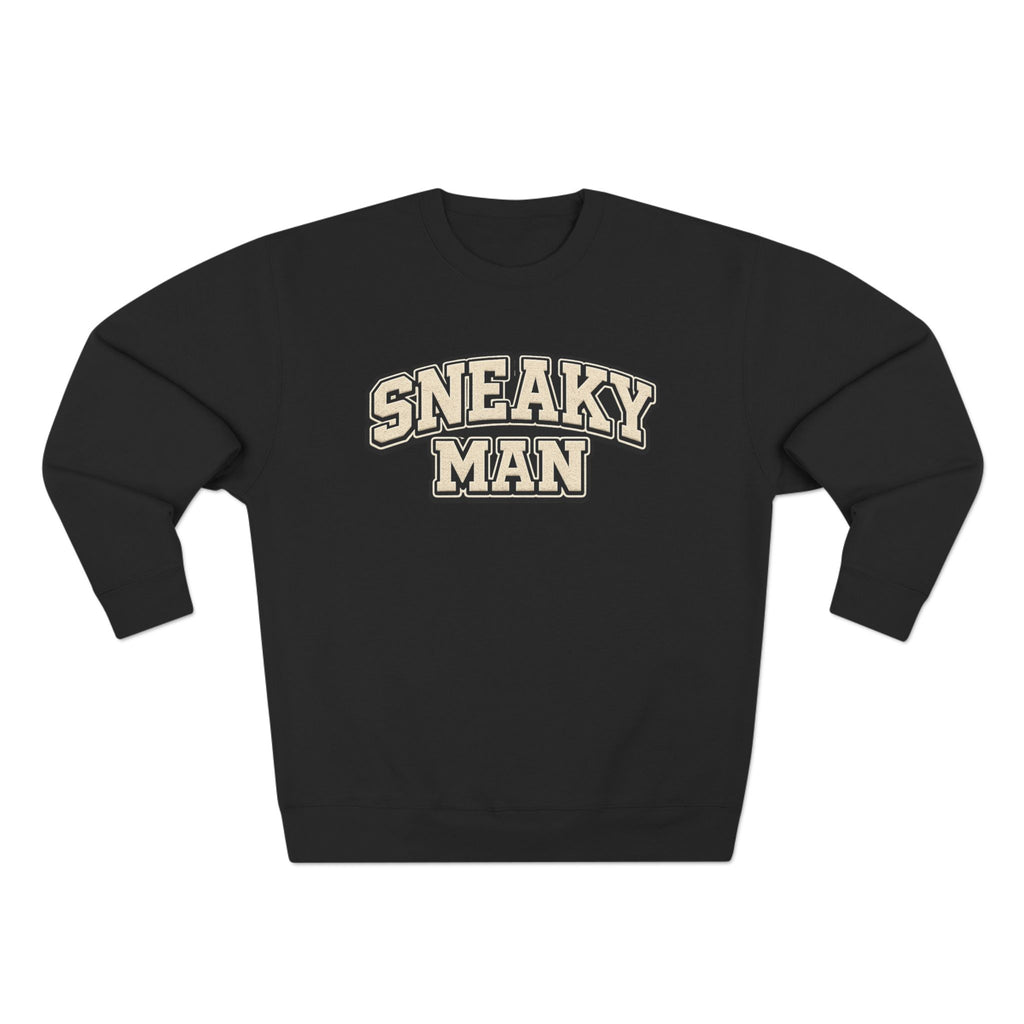 Sneaky Man Crewneck Sweatshirt — Retro Collegiate Graphic Pullover
