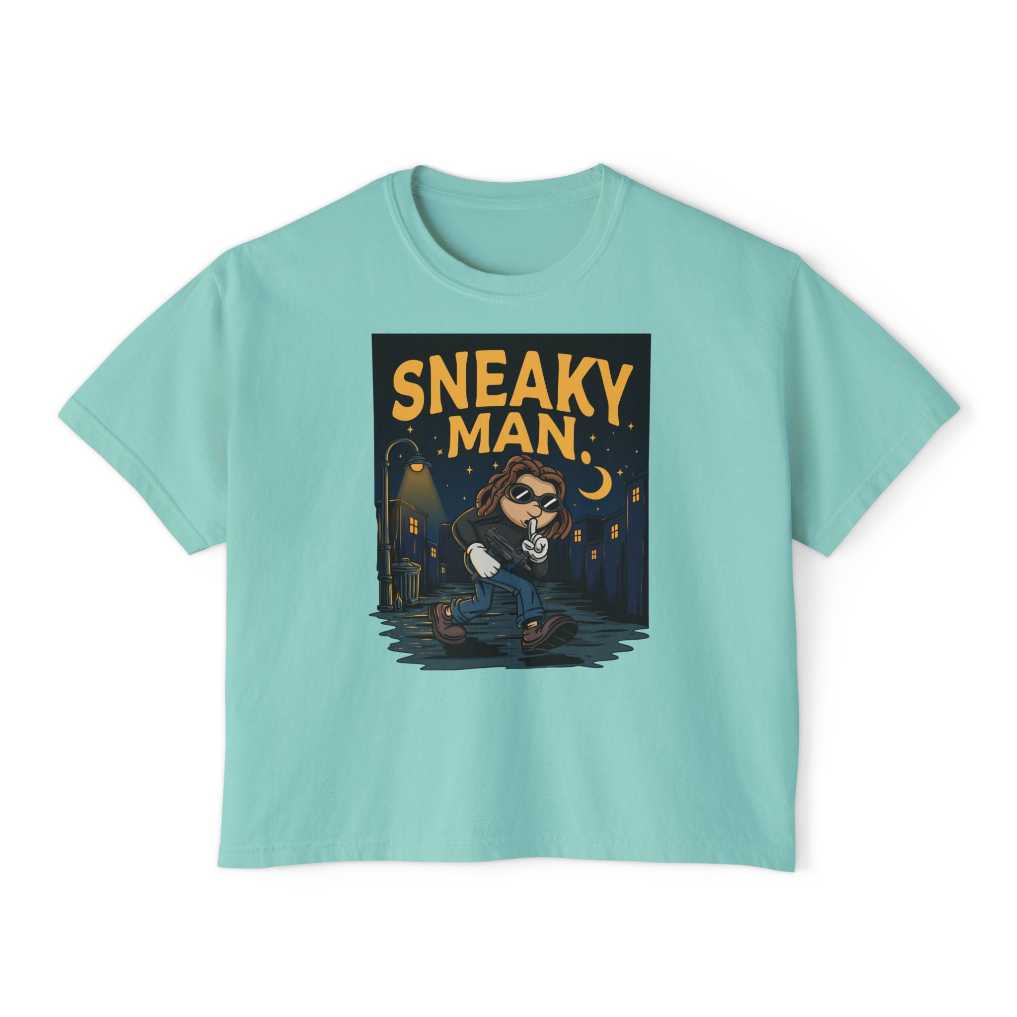 WesaLady Sneaky Man Graphic Tee — Women's Boxy T‑Shirt