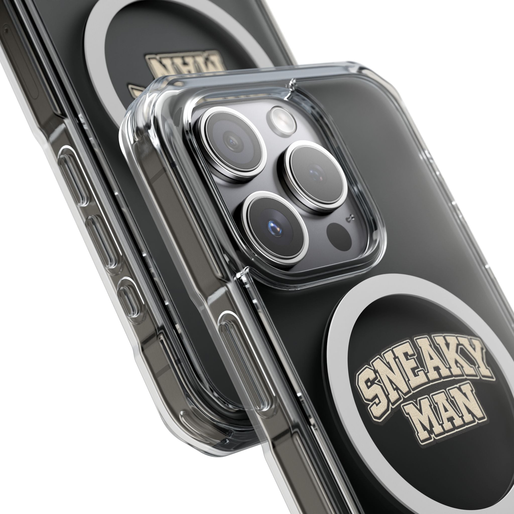 Sneaky Man Magnetic Clear iPhone Case — Clear MagSafe Compatible Protective Case