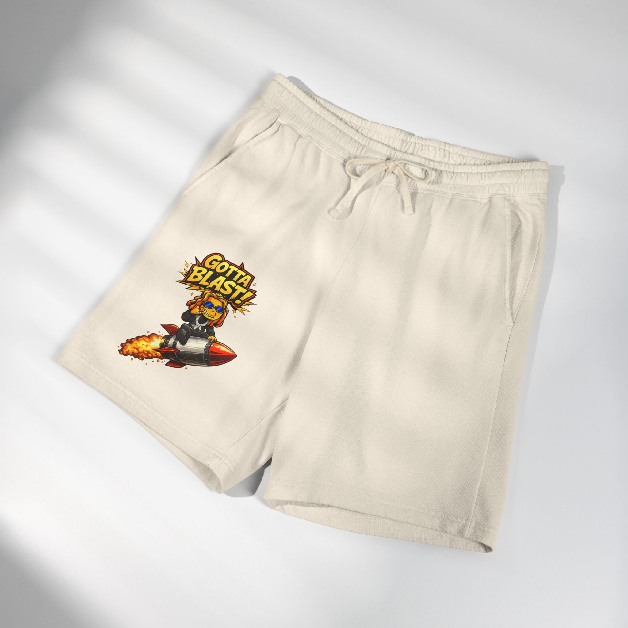Gotta Blast Sweat Shorts — 'Gotta Blast!' Rocket Character Fleece Lounge Shorts