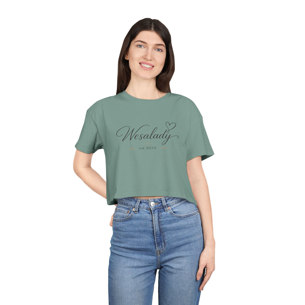 Crop Tee — "Wesalady est. 2024" Feminine Script Crop Top