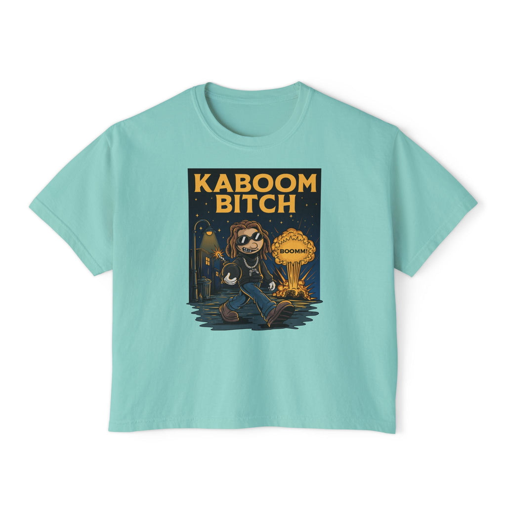WesaLady Kaboom Bitch Graphic Tee — Women's Boxy Crop Top