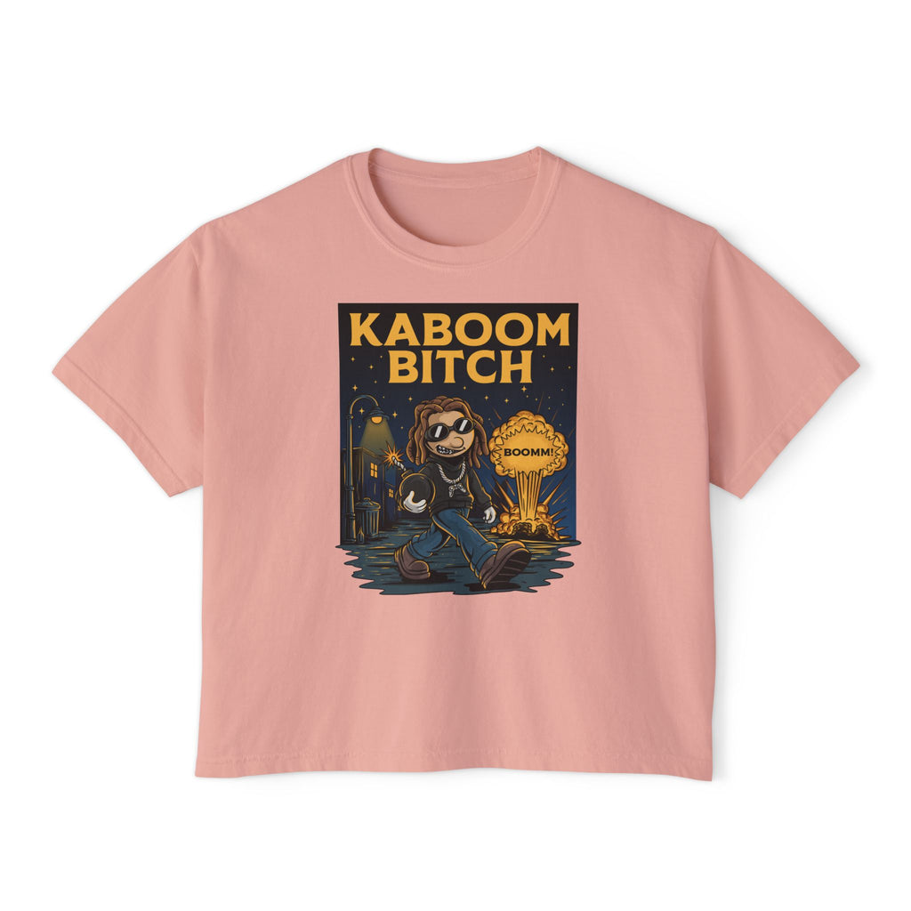 WesaLady Kaboom Bitch Graphic Tee — Women's Boxy Crop Top