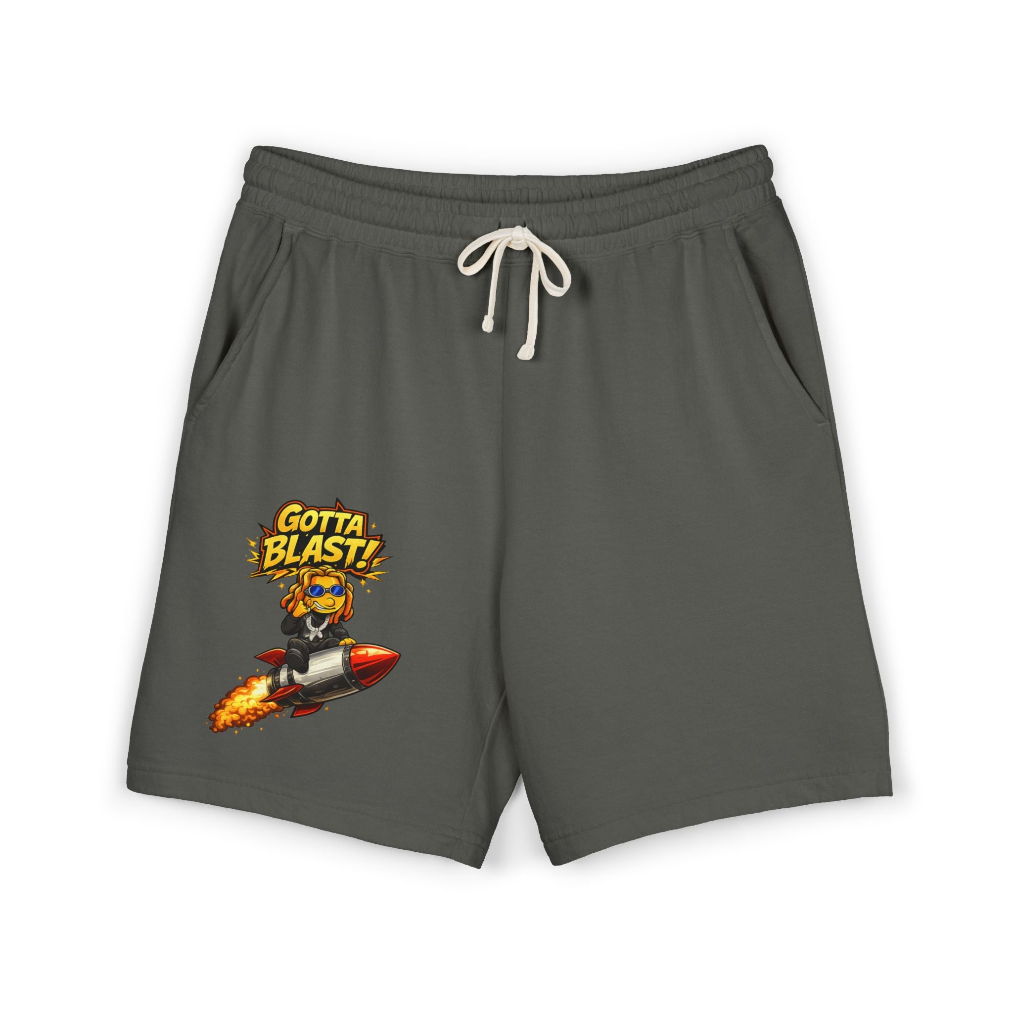 Gotta Blast Sweat Shorts — 'Gotta Blast!' Rocket Character Fleece Lounge Shorts