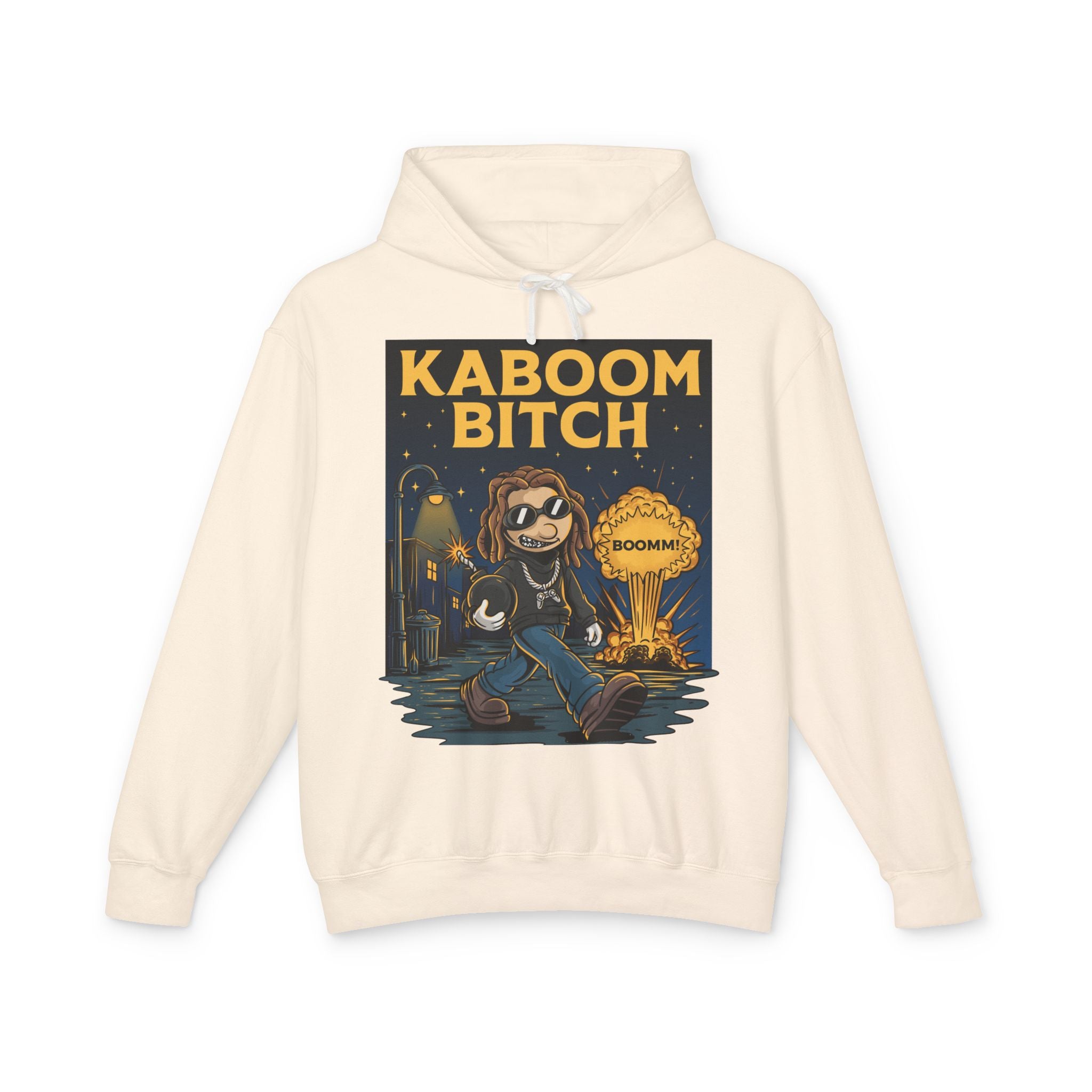 Unisex Kaboom Bitch Hoodie — Retro Cartoon Explosion Graphic Hoodie