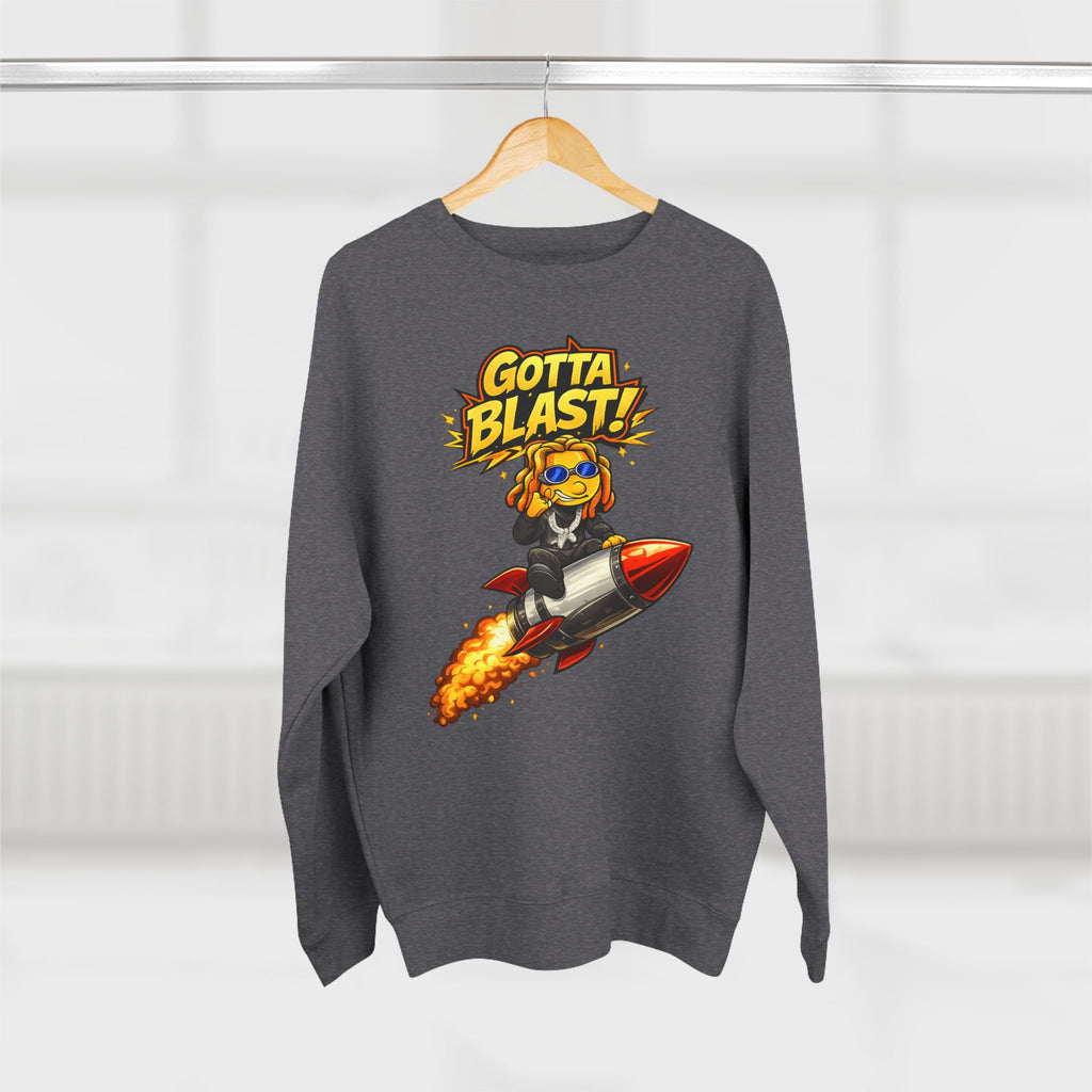 Gotta Blast Crewneck Sweatshirt — "Gotta Blast!" Retro Rocket Graphic