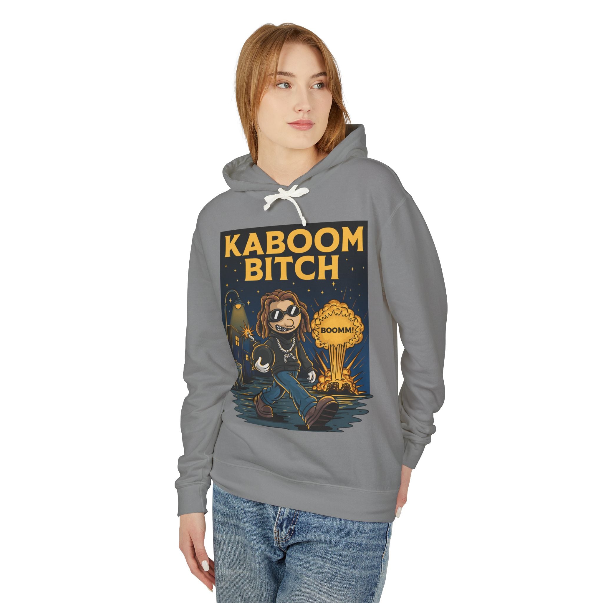 Unisex Kaboom Bitch Hoodie — Retro Cartoon Explosion Graphic Hoodie