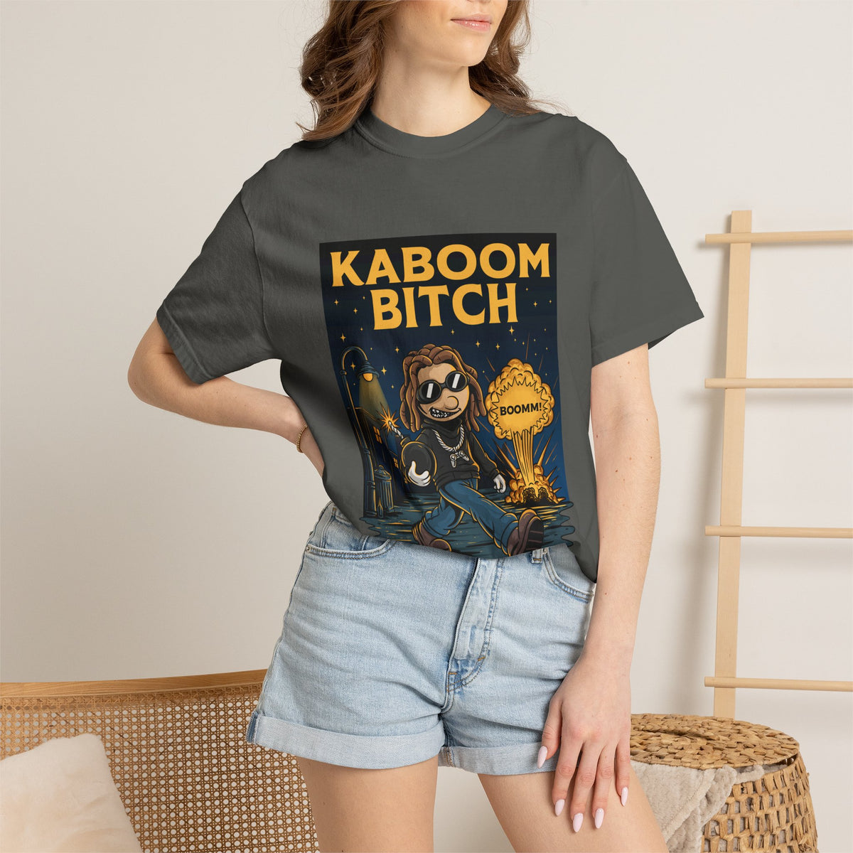 Kaboom Bitch T-Shirt — Vintage Cartoon Explosion Graphic Tee