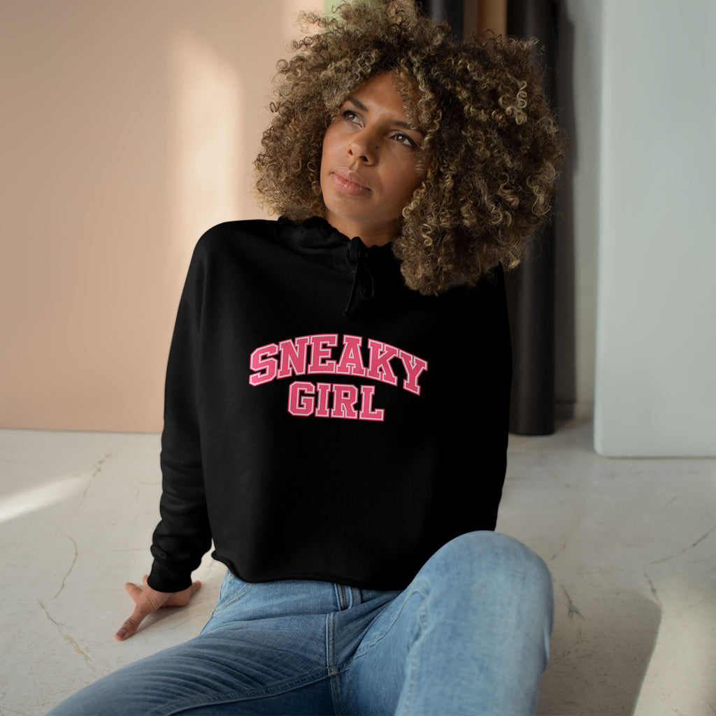 Sneaky Girl Cropped Hoodie — Retro Lettering