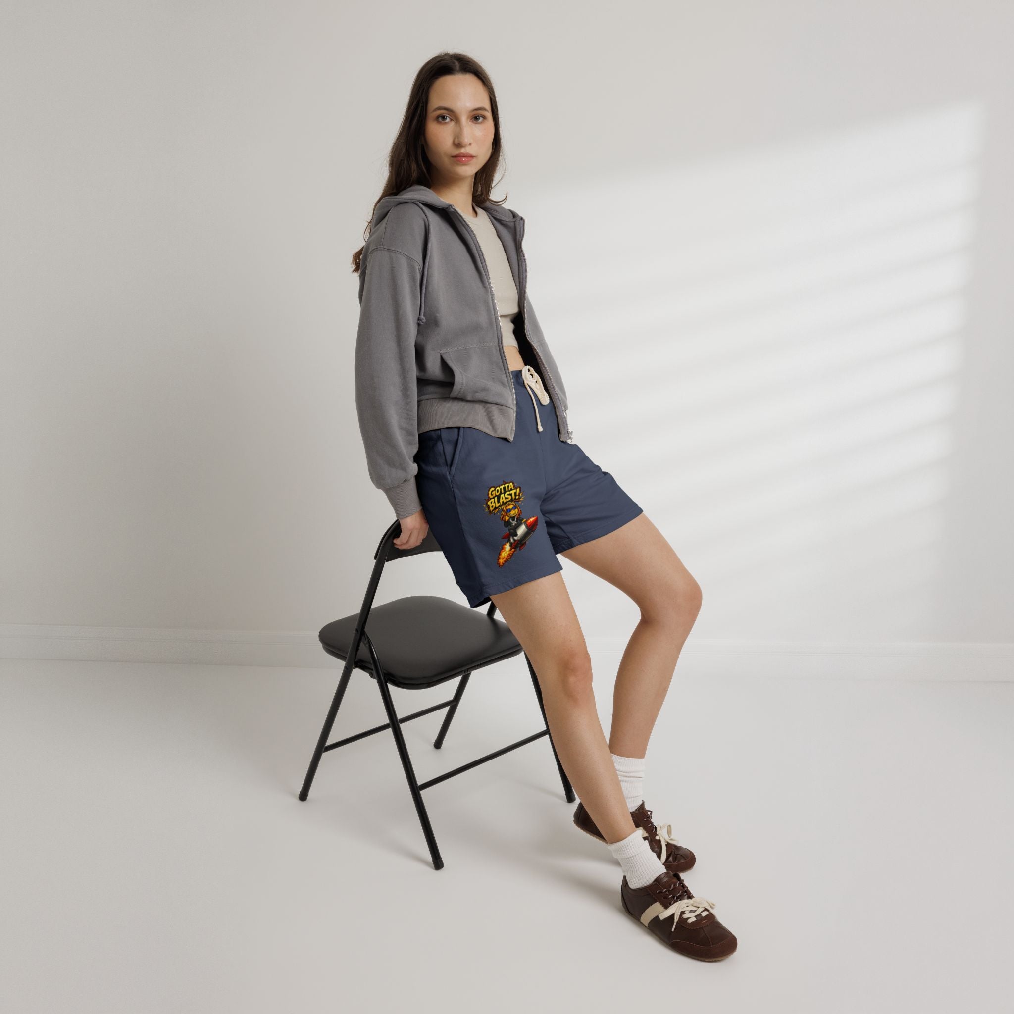 Gotta Blast Sweat Shorts — 'Gotta Blast!' Rocket Character Fleece Lounge Shorts
