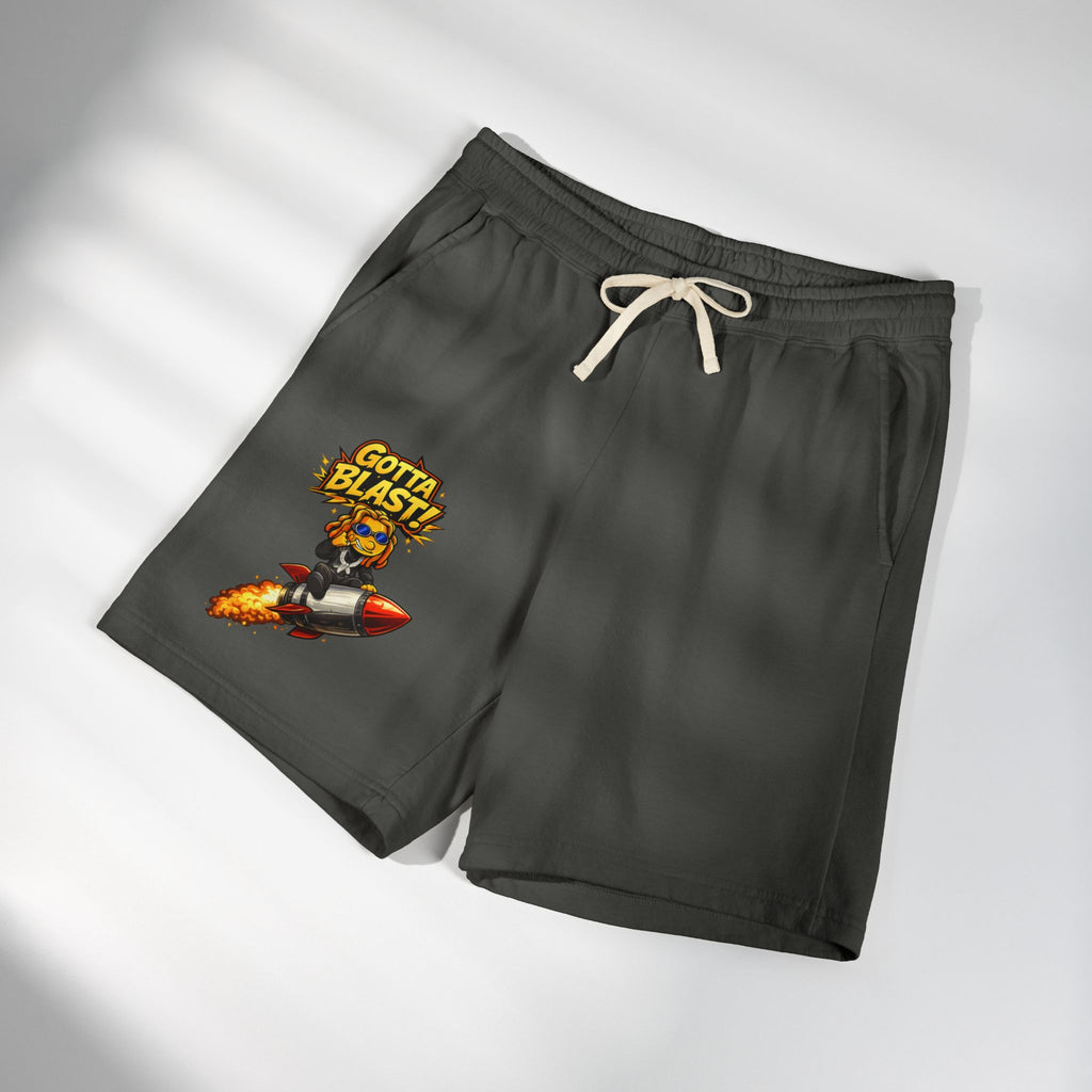 Gotta Blast Sweat Shorts — 'Gotta Blast!' Rocket Character Fleece Lounge Shorts