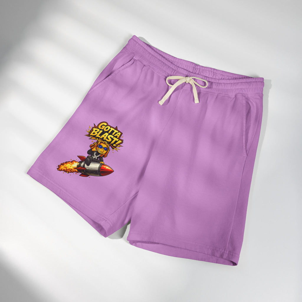 Gotta Blast Sweat Shorts — 'Gotta Blast!' Rocket Character Fleece Lounge Shorts