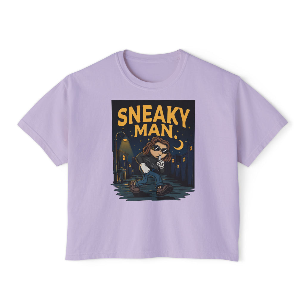 WesaLady Sneaky Man Graphic Tee — Women's Boxy T‑Shirt