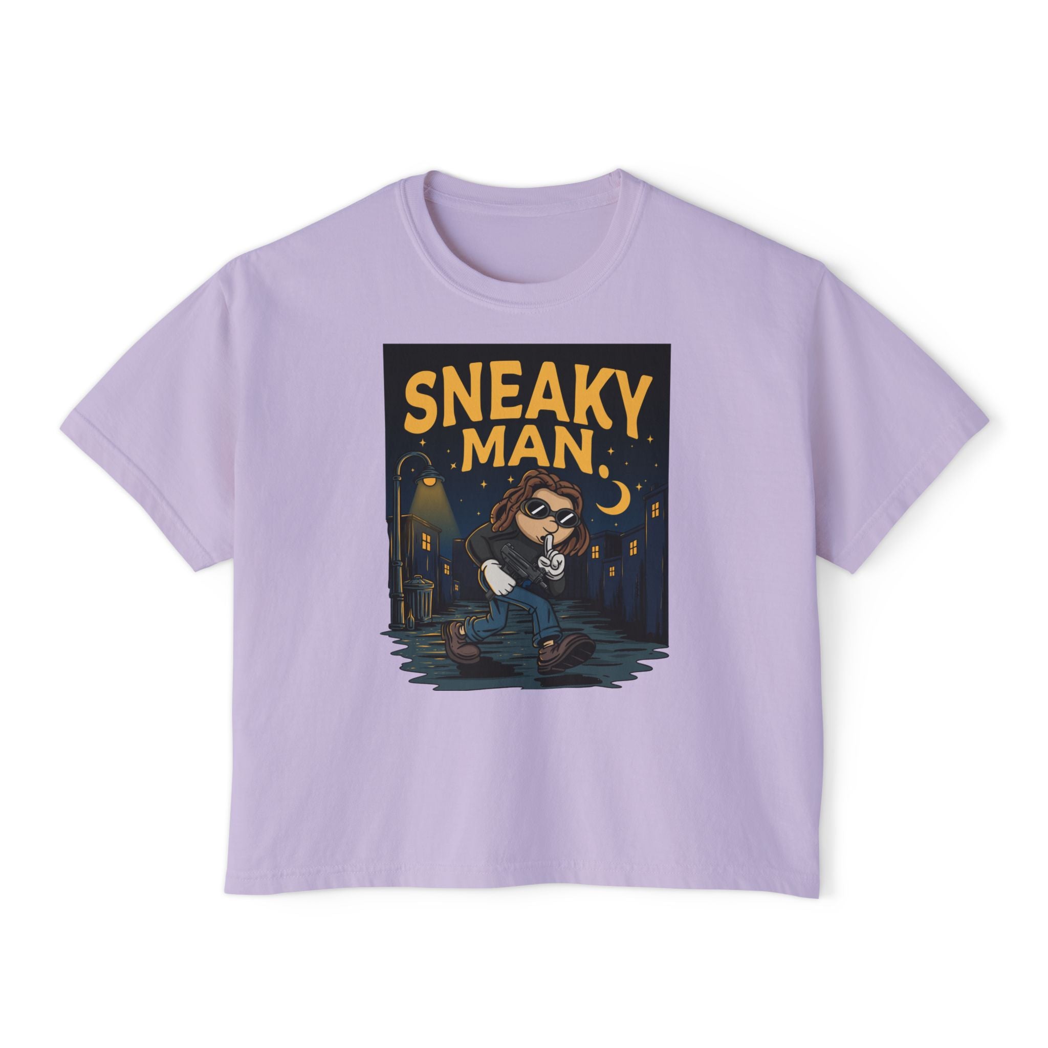 WesaLady Sneaky Man Graphic Tee — Women's Boxy T‑Shirt