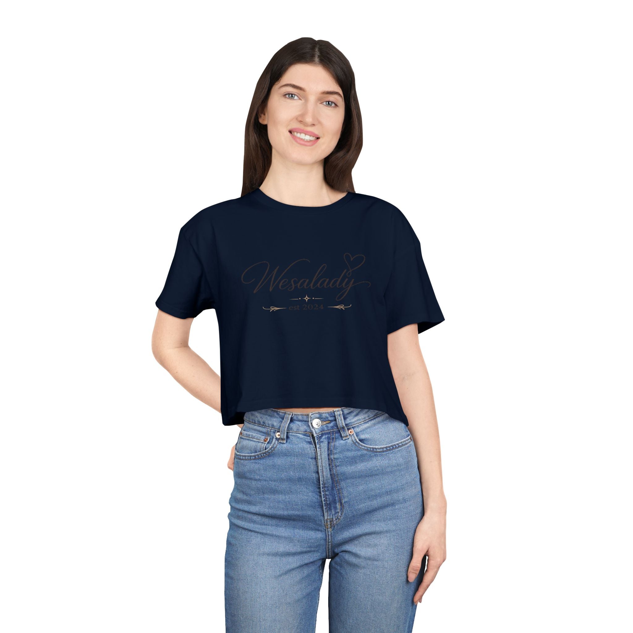 Crop Tee — "Wesalady est. 2024" Feminine Script Crop Top