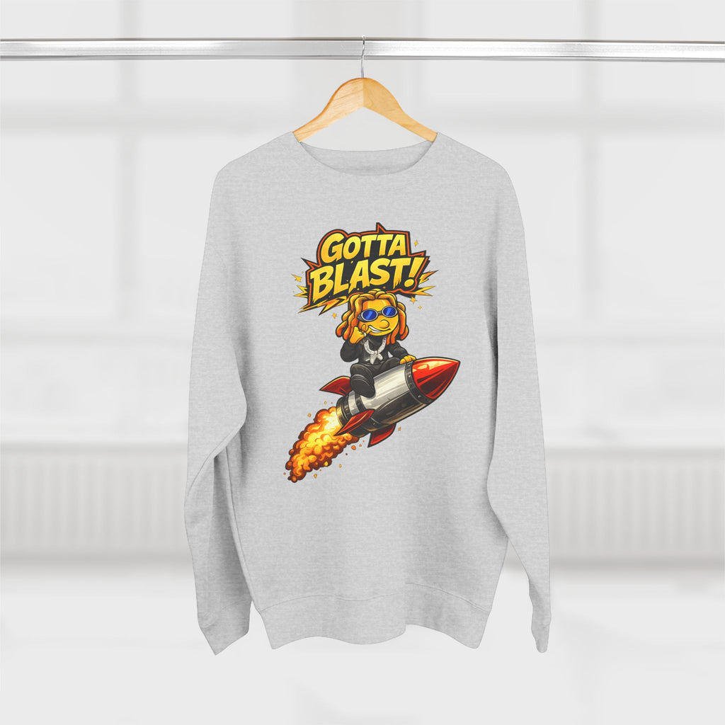 Gotta Blast Crewneck Sweatshirt — "Gotta Blast!" Retro Rocket Graphic