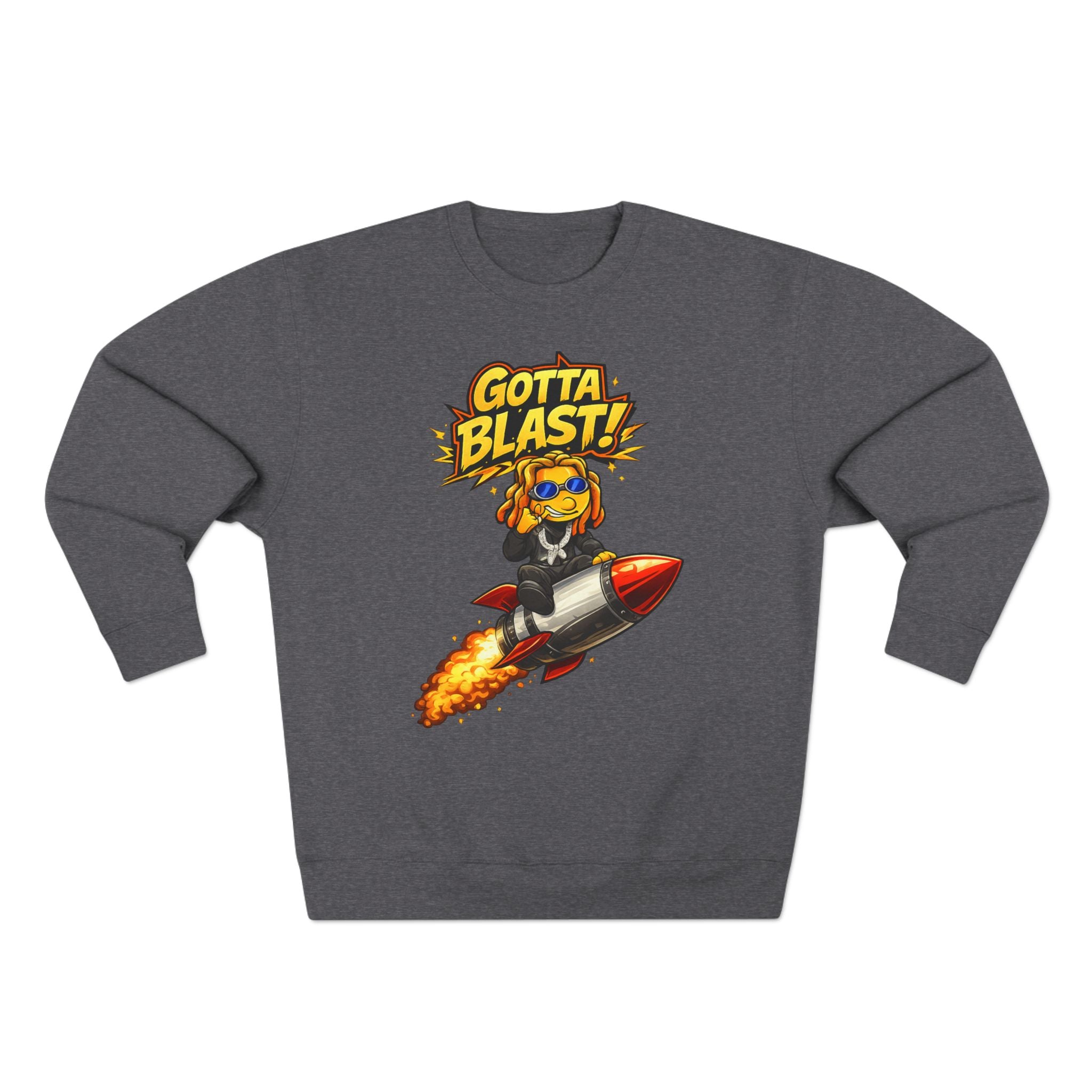 Gotta Blast Crewneck Sweatshirt — "Gotta Blast!" Retro Rocket Graphic