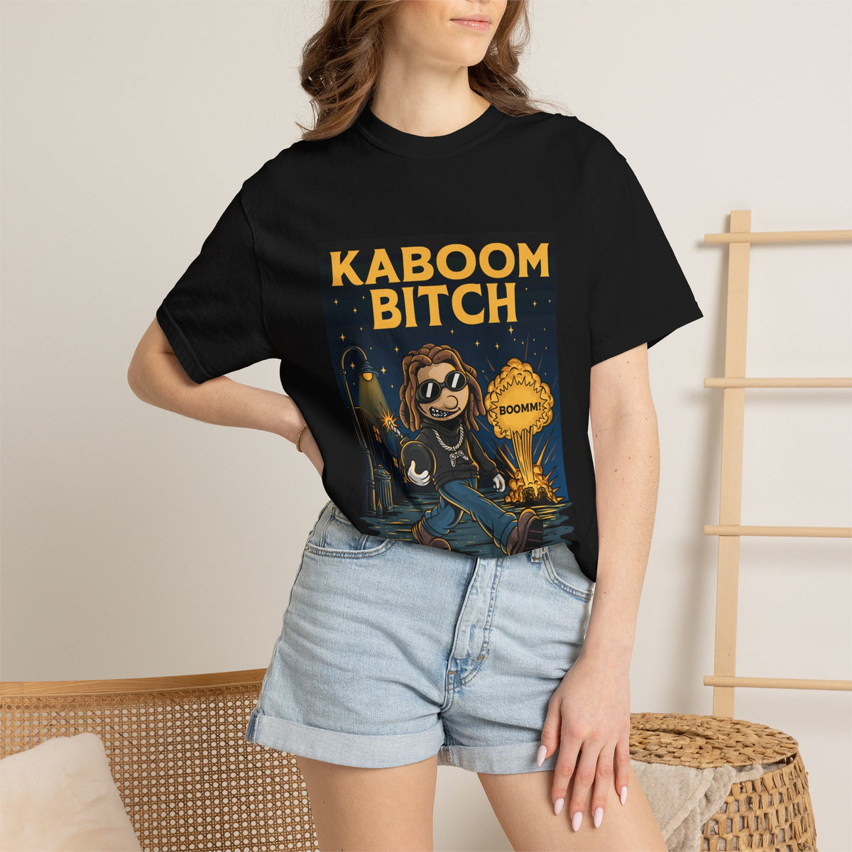 Kaboom Bitch T-Shirt — Vintage Cartoon Explosion Graphic Tee