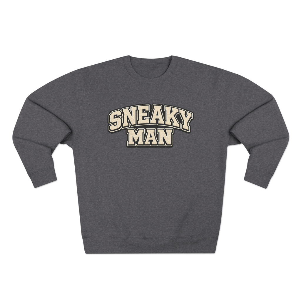 Sneaky Man Crewneck Sweatshirt — Retro Collegiate Graphic Pullover
