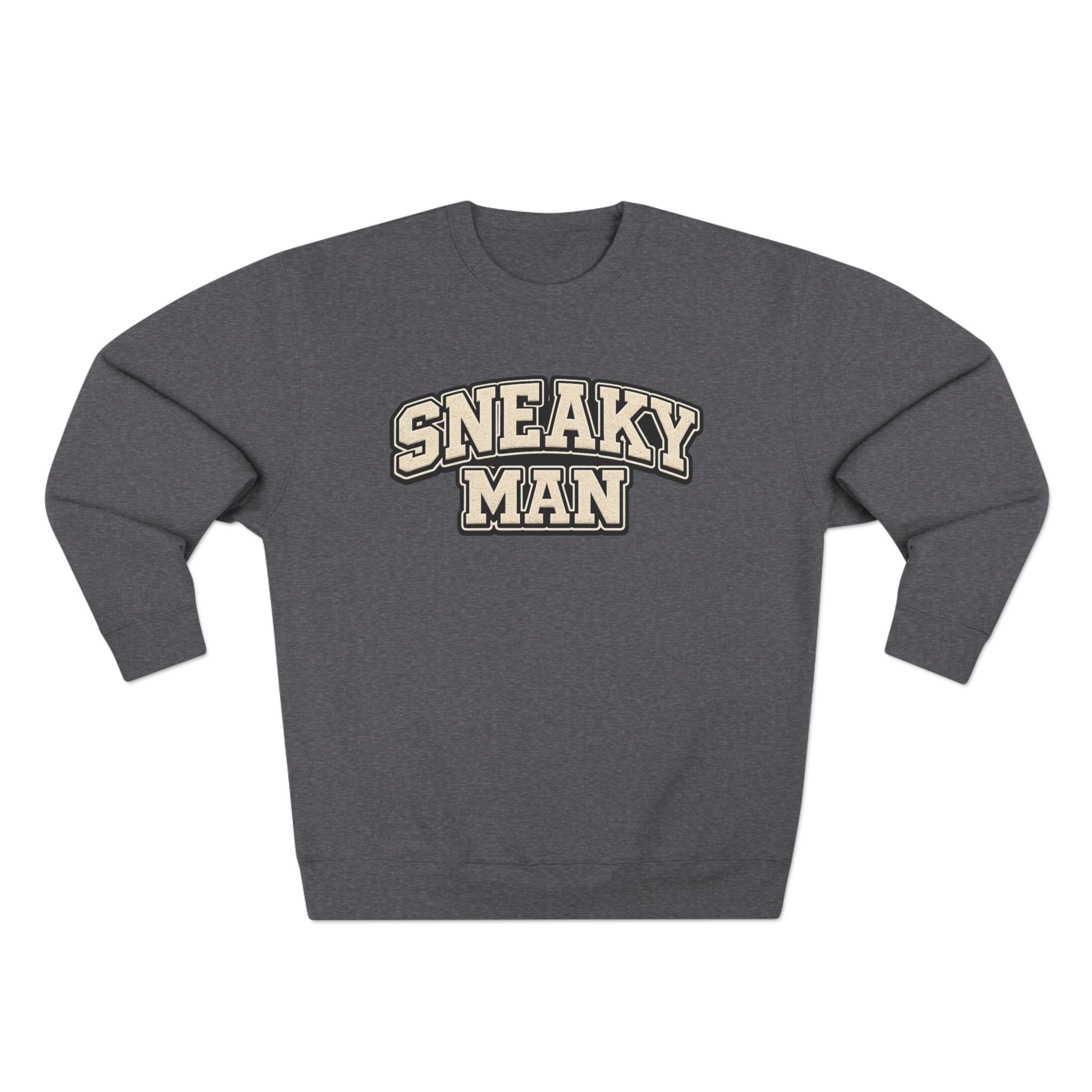 Sneaky Man Crewneck Sweatshirt — Retro Collegiate Graphic Pullover