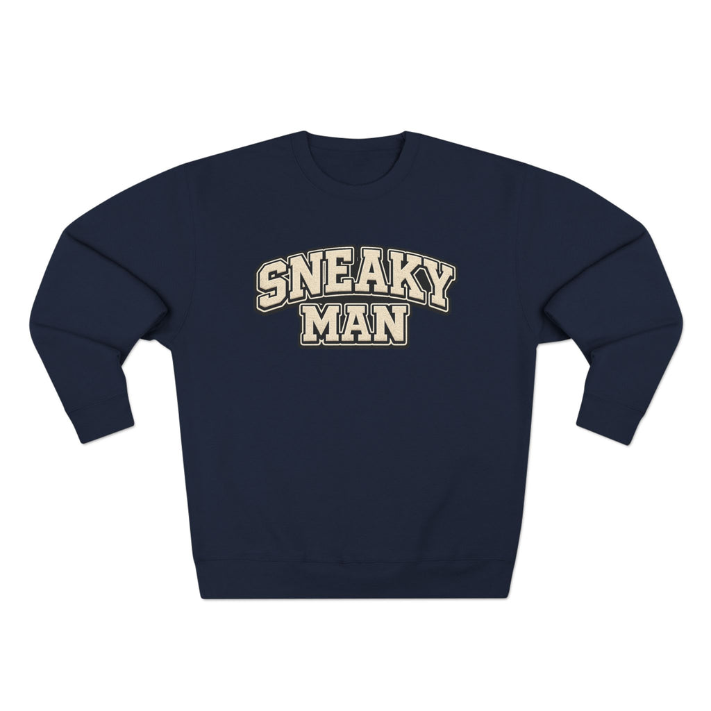 Sneaky Man Crewneck Sweatshirt — Retro Collegiate Graphic Pullover