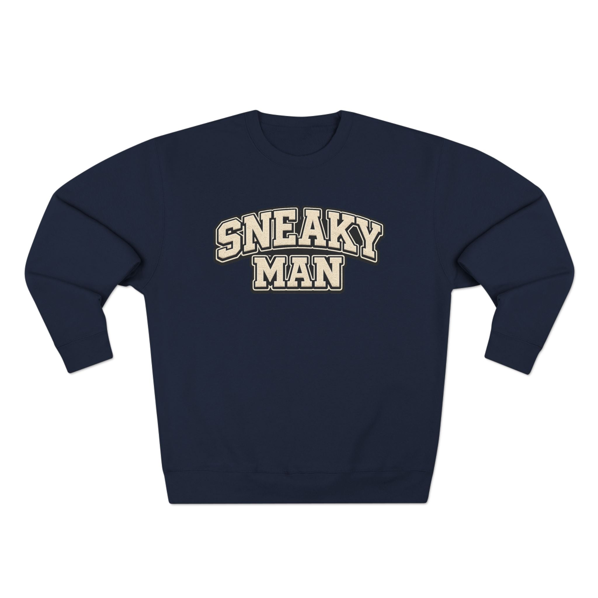 Sneaky Man Crewneck Sweatshirt — Retro Collegiate Graphic Pullover
